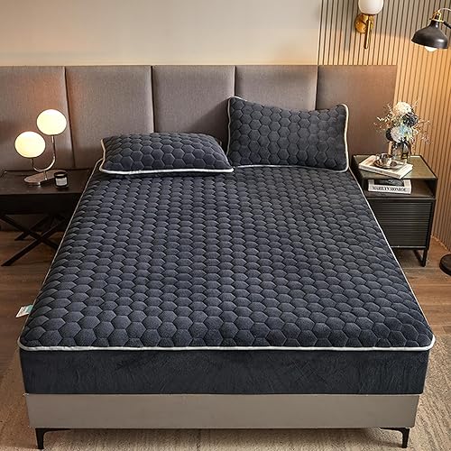 Sábana bajera de terciopelo leche, acogedoras y cómodas, sábanas bajeras de vellón de terciopelo suave (sin almohadas) con bolsillo profundo,