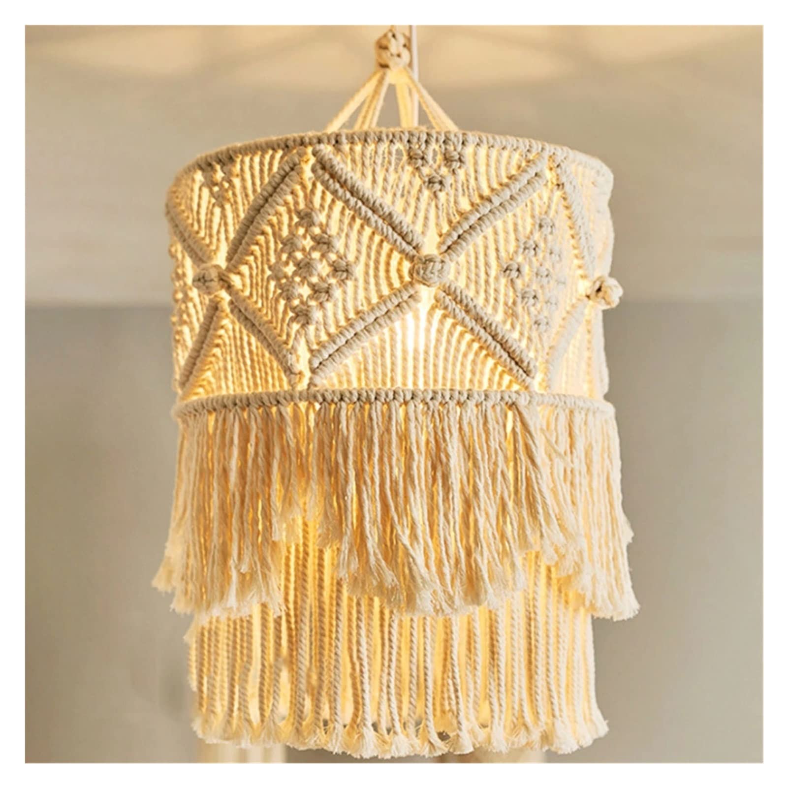 CWCQGH Woven Tapestry Lampshade Boho Hanging Lamp Cover Ceiling Pendant Light for Home Bedroom Chandeliers Decorative