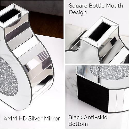 Miniatura 5 de Florero con acabado de espejo para decoración, jarrón decorativo de cristal para círculo de flores, donas, diamantes triturados, decoración del