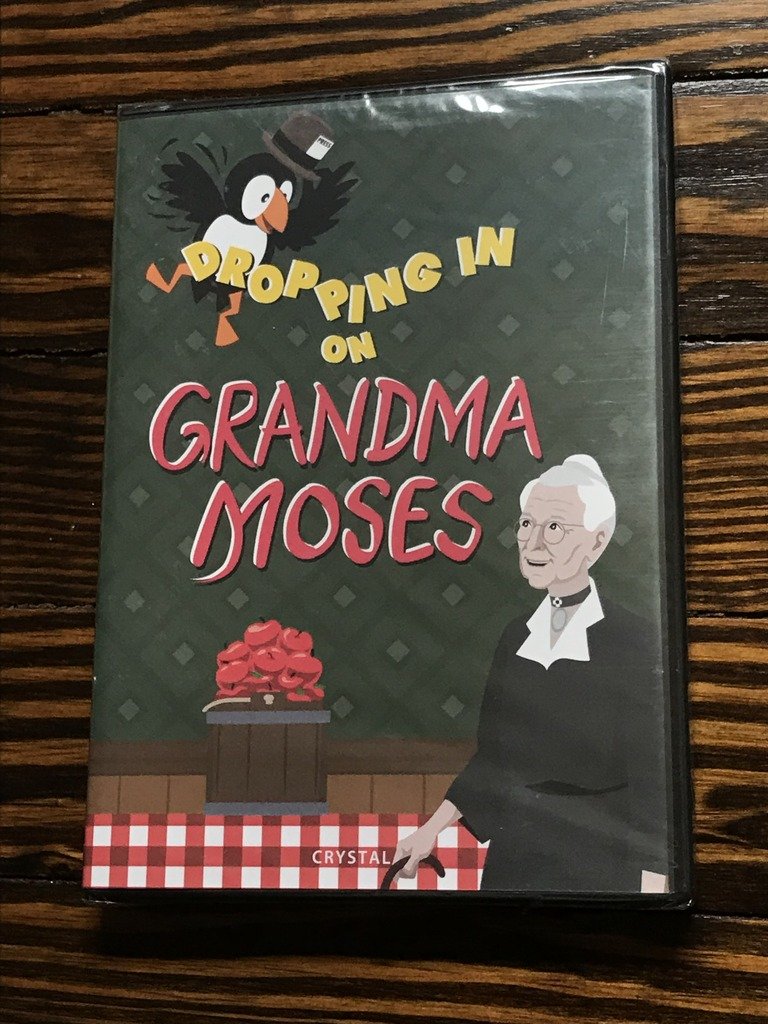 Dropping in on Grandma Moses libro ilustrado de arte folclórico y pintura paisajista