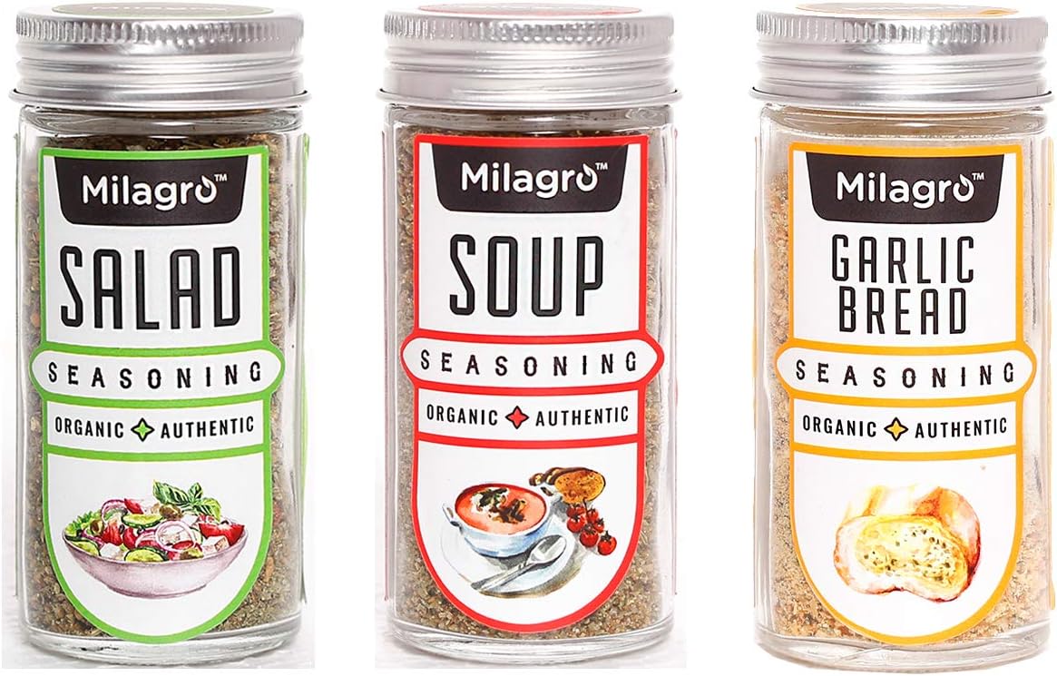 Milagro Salad, Soup and Garlic Bread Seasoning, 120 Grams, Pack of 3