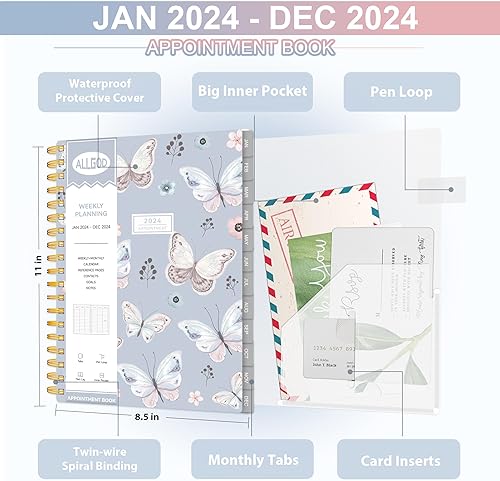 Miniatura 2 de Agenda de citas 2024 con intervalos de 15 minutos por hora de enero de 2024 a diciembre de 2024 con calendario, planificador semanal y mensual de