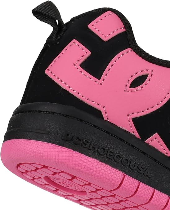 DC boys Court Graffik Youth Low Top Skate Shoe, Black/Pink, 5.5 Big Kid US