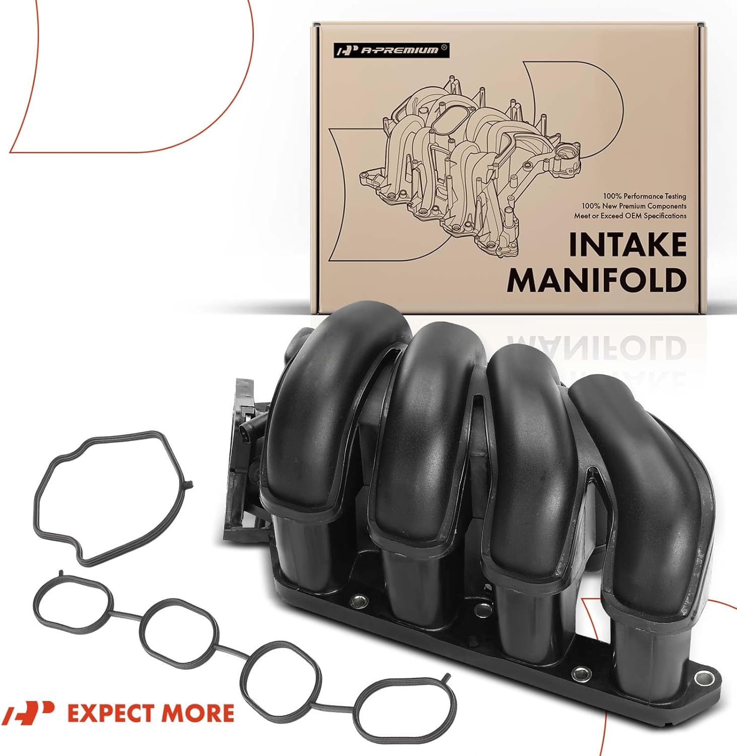 A-Premium Engine Upper Intake Manifold Assembly with Gasket [DOHC, L4 1.8L Only] Compatible with Pontiac Vibe 2003-2006 & Toyota Corolla 2003-2008, Matrix 2003-2008, MR2 Spyder 2000-2005