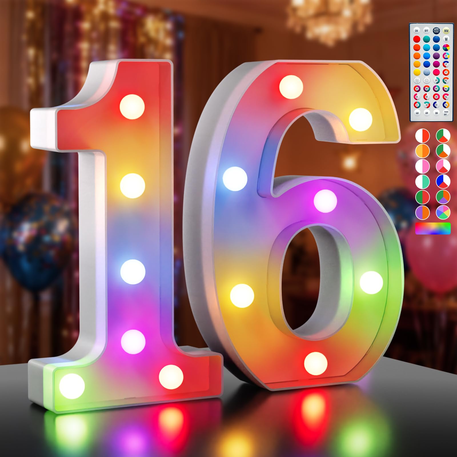 Ledido LED Light Up Marquee Numbers Sign - Cool & Warm Light up Numbers for 40th Birthday Decorations, LED Number Lights for Wedding Anniversary Grad Home Bedroom Table Wall Party Decor, Number 40 — view 69