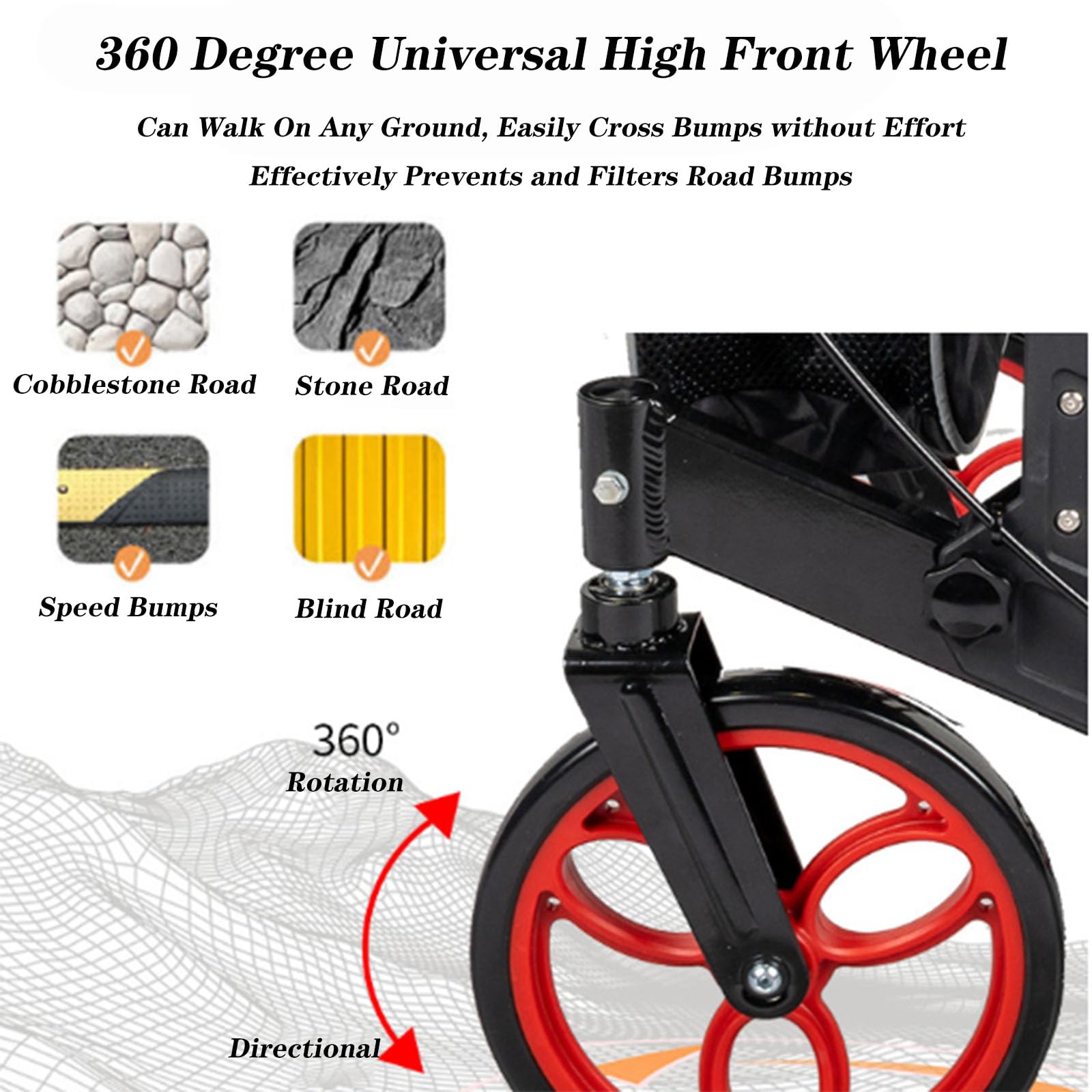 SFKLYU Składany Chodzik Typu Rollator Chodziki Typu Rollator Dla Seniorów Z Siedziskiem, Lekka Aluminiowa Rama Chodzik Typu Rollator Dla Pacjentów Z Hemiplegią, Udarem Mózgu,A2