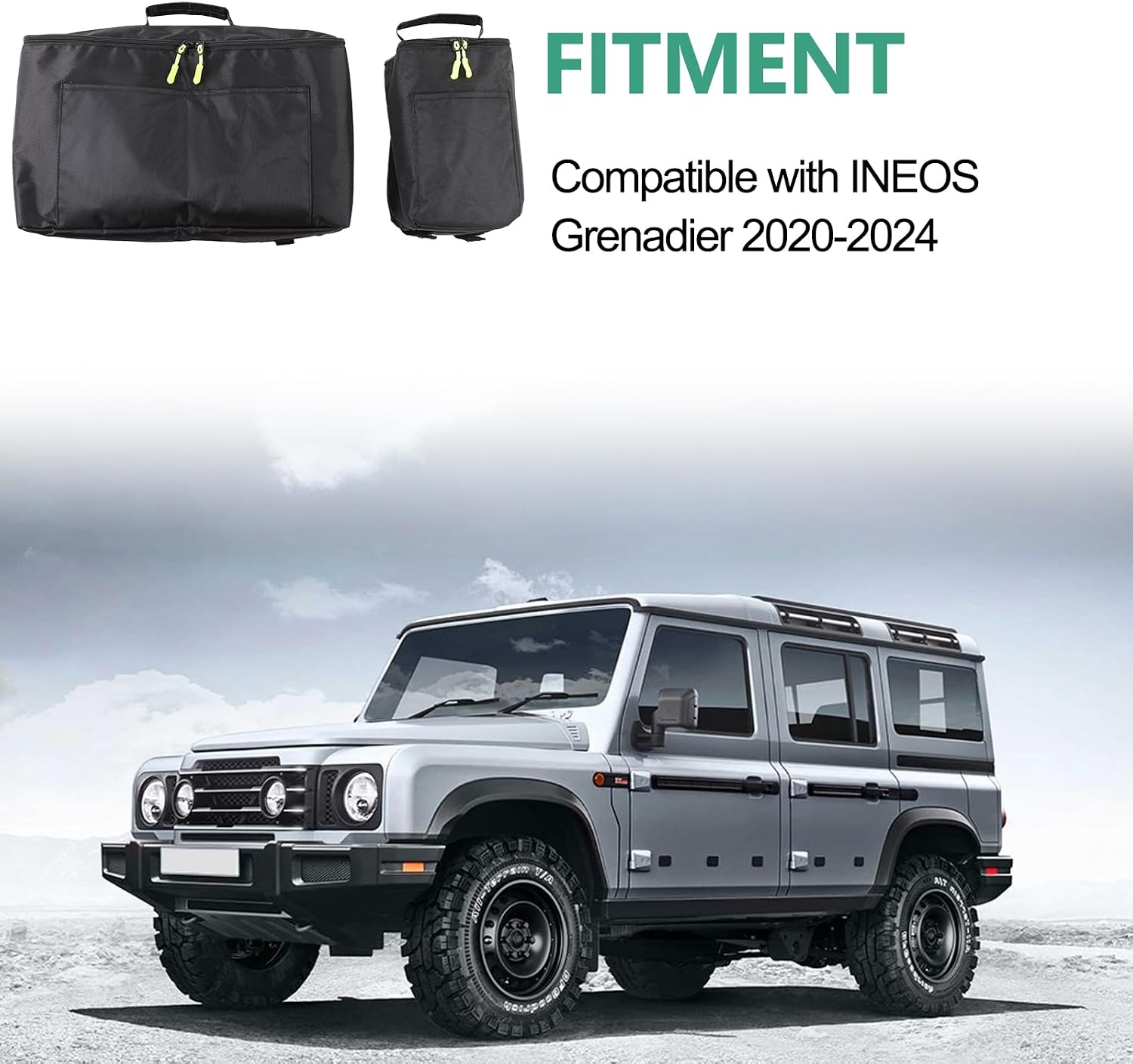 Car Trunk Storage Molle Panel Compatible with Ineos Grenadier 2020-2026 600D Oxford Cloth Black Multifunction Trunk Side Storage Panel Interior Luggage Basket Left Bag