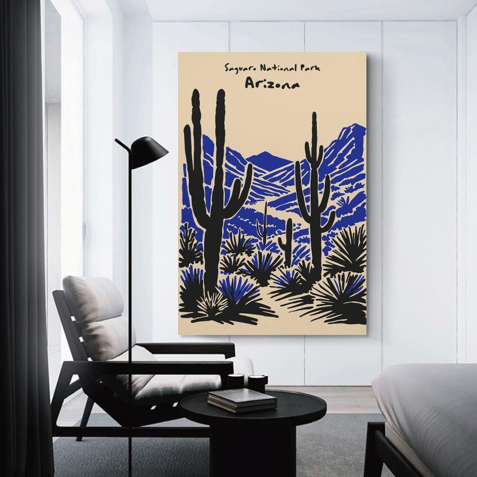 Junmoney Saguaro National Park Arizona Illustration Decorative Wall Artwork, 20x30inch(50x75cm), for Home Lounge, Bedroom Or Reading Nook, Easy Decor for Gallery Walls