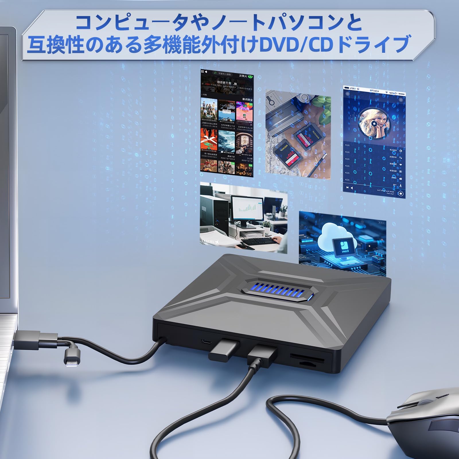 Amazon.co.jp: DVD CD 外付けドライブ 【6in1多機能モデル】SD/TF