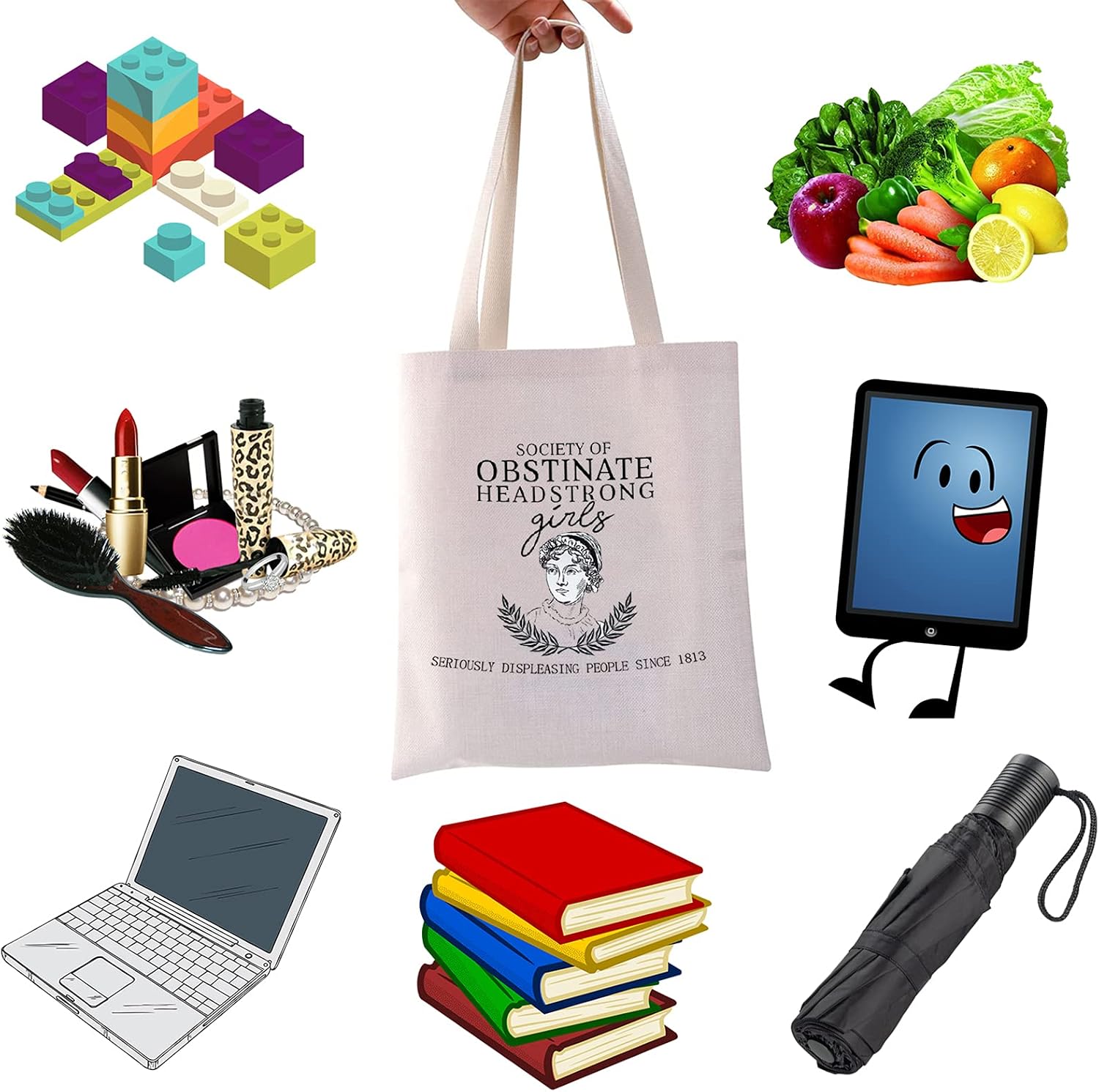 WCGXKO Bookish Gift Feminist Gift Zipper Pouch Cosmetics Bag For Woman (Obstinate Girls tote) image 3