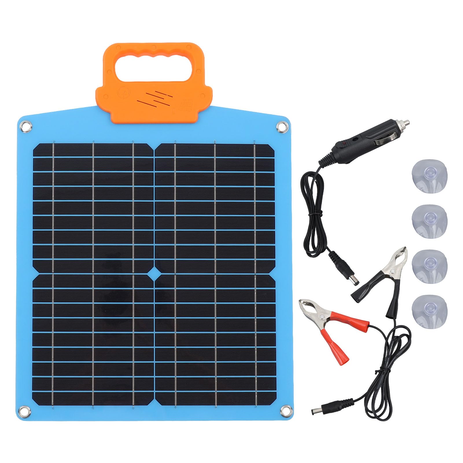 Panel słoneczny 18 V, monokrystaliczny silikon, 20 W, ładowarka do paneli słonecznych, przenośny zestaw paneli słonecznych, do kampera, kempingu, na zewnątrz, 520 x 356 x 23 mm (niebieski)