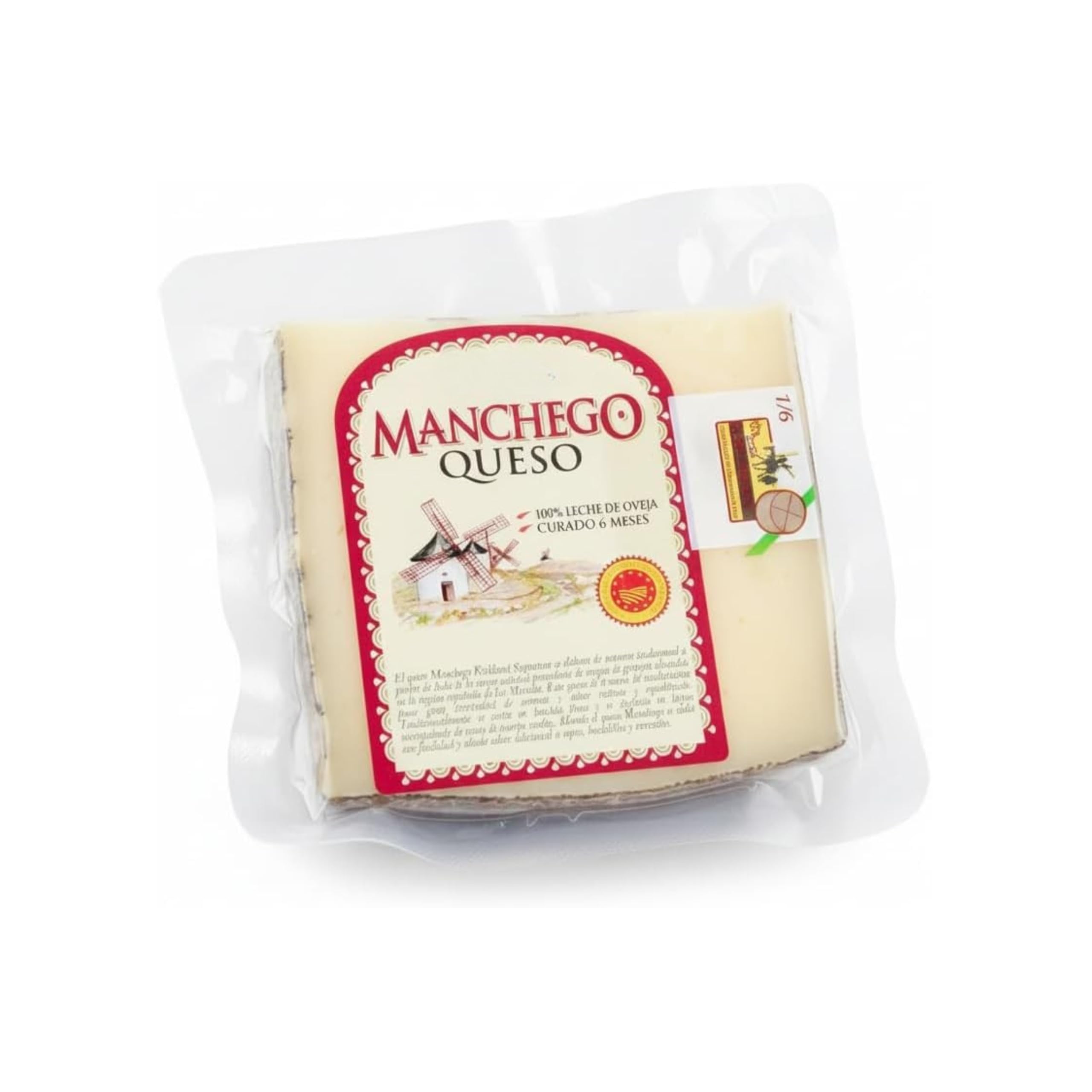 Queso Manchego Curado - 6 Meses con Denominación de Origen Protegida (D.O.P.) - 100% Leche de Oveja Manchega - Pieza de 500g Envasada al Vacío - NEXU