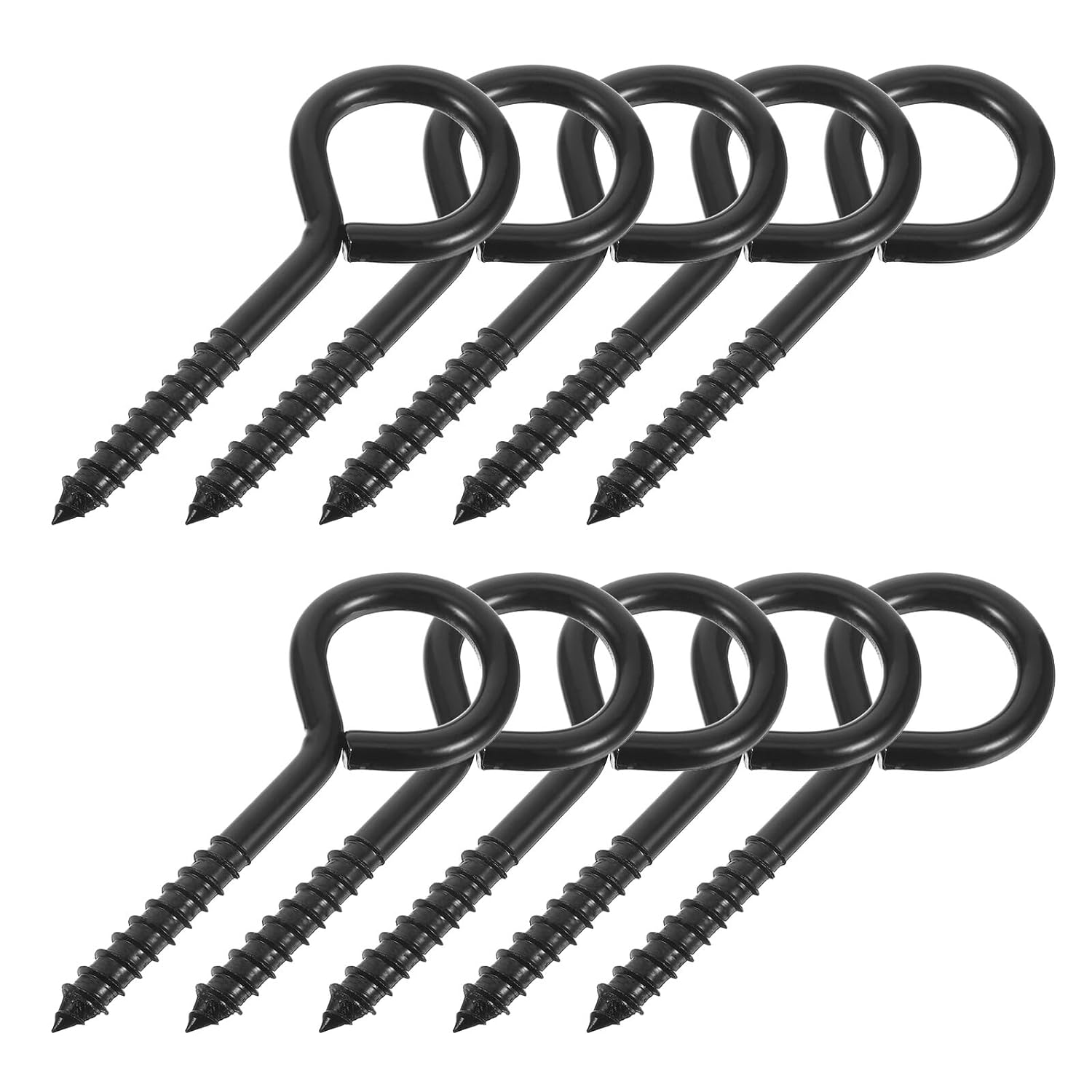 Garneck 10pcs Heavy Duty Self Tapping Eye Screws M10 Carbon Steel Bolts Black 5 Inch (10 * 125mm 75g) for Swing Chair Hooks Indoor Outdoor Hanging