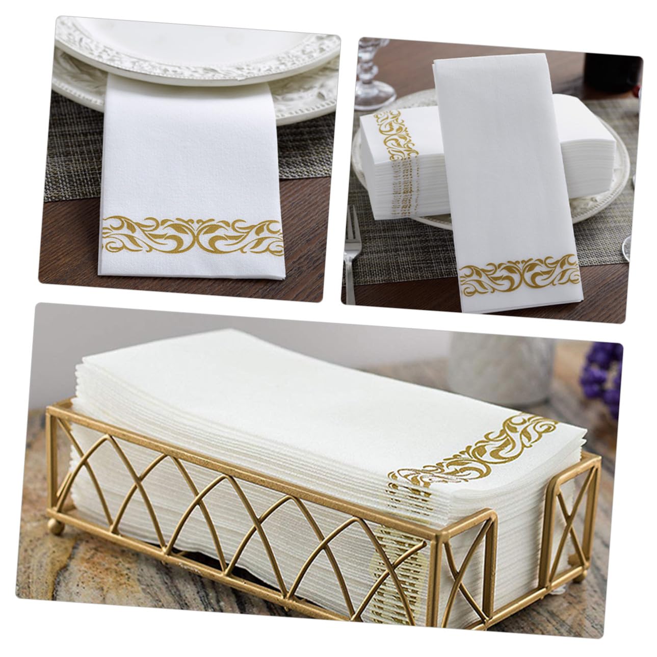 Gatuida 100 piezas Servilletas Desechables para Banquetes Unidades Papel Grueso Plegado para Fiestas Bodas Cumpleaños Elegante Decoración