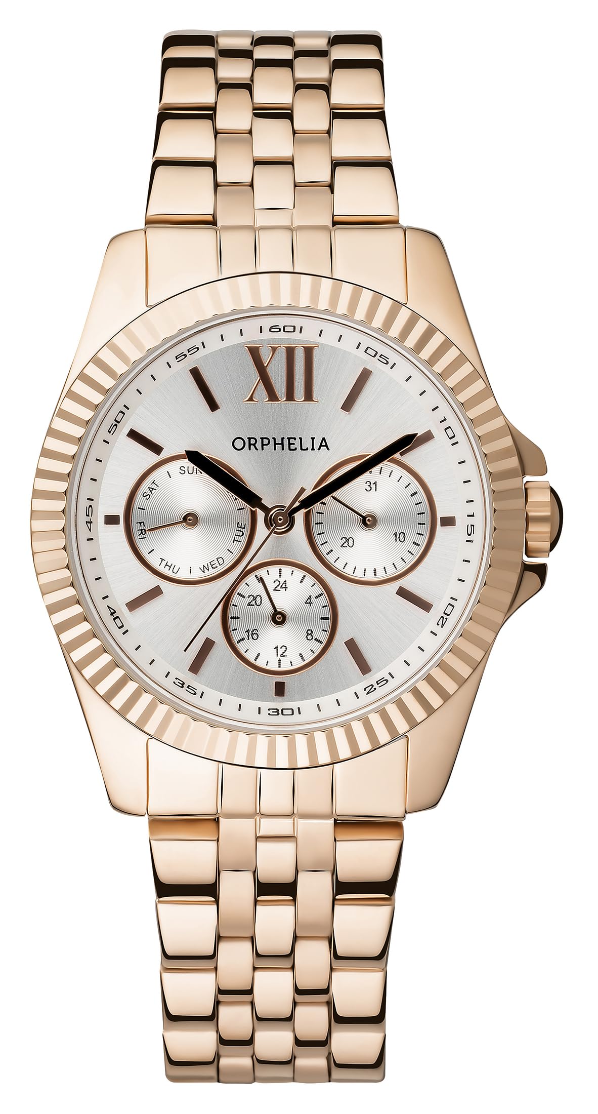 Orphelia Unisex Quartz Watch with White Dial Analogue Display and Silver Stainless Steel OR53471387