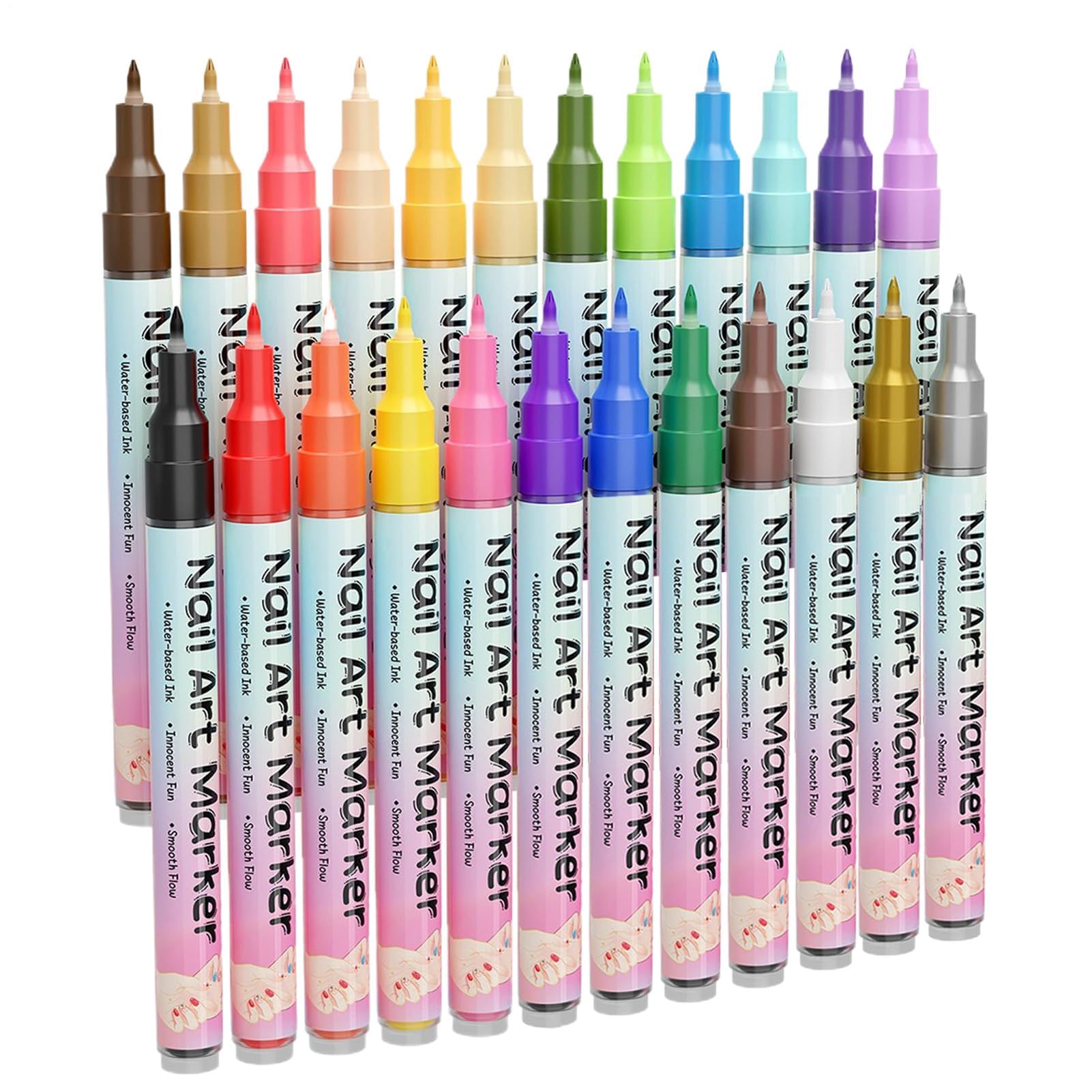 Muiltvoe Nail Color Pens | Waterproof Fingernail Design Aid | Quick-Drying Fine Tips Nail Color Pens,for Party Indoor School Girlfriend Wife Friend Sister Daughter