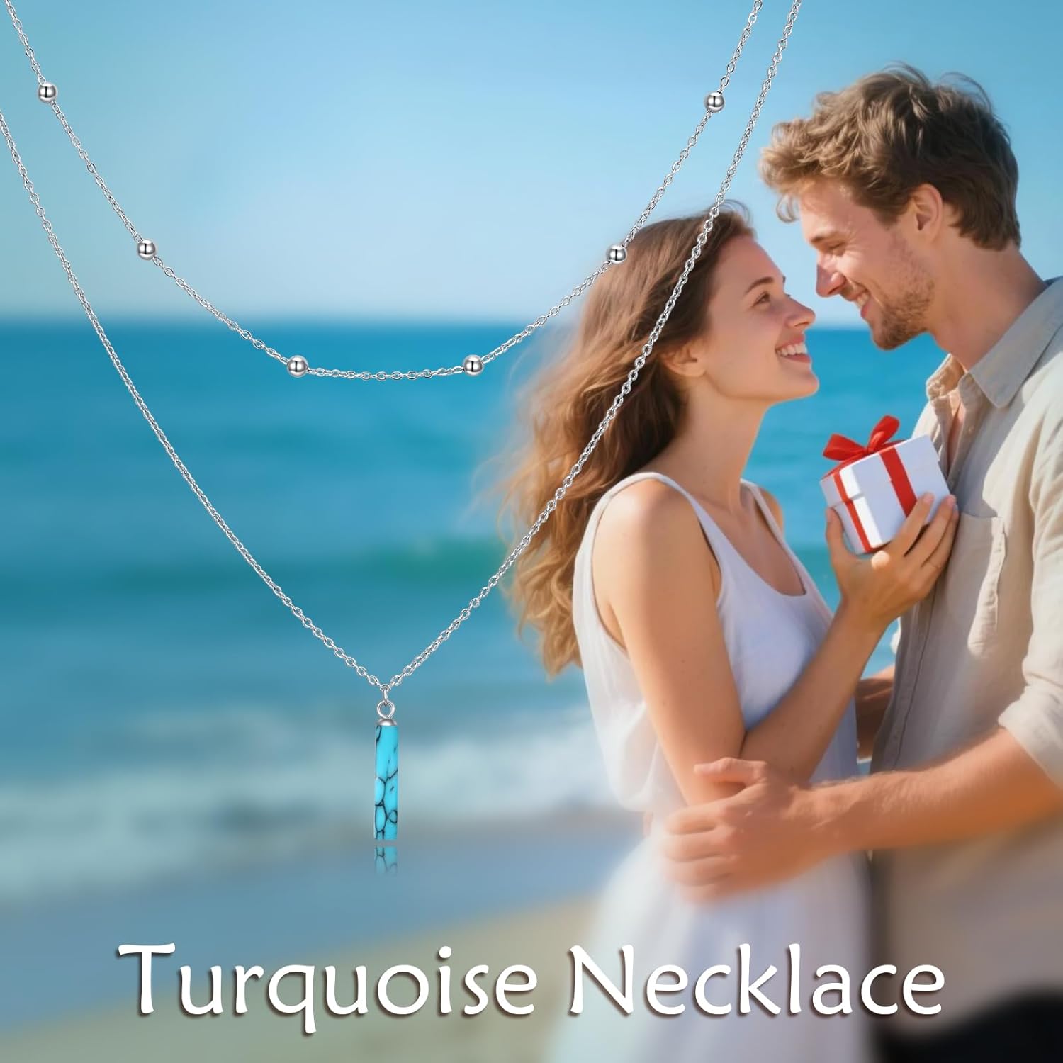 TIGER RIDER Opal/Turquoise Double Layer 925 Sterling Silver Necklace for Women, Exquisite Women's Jewelry Multi Layer Choker, Fashionable Think Pendant Necklace for Mother's Day Gifts