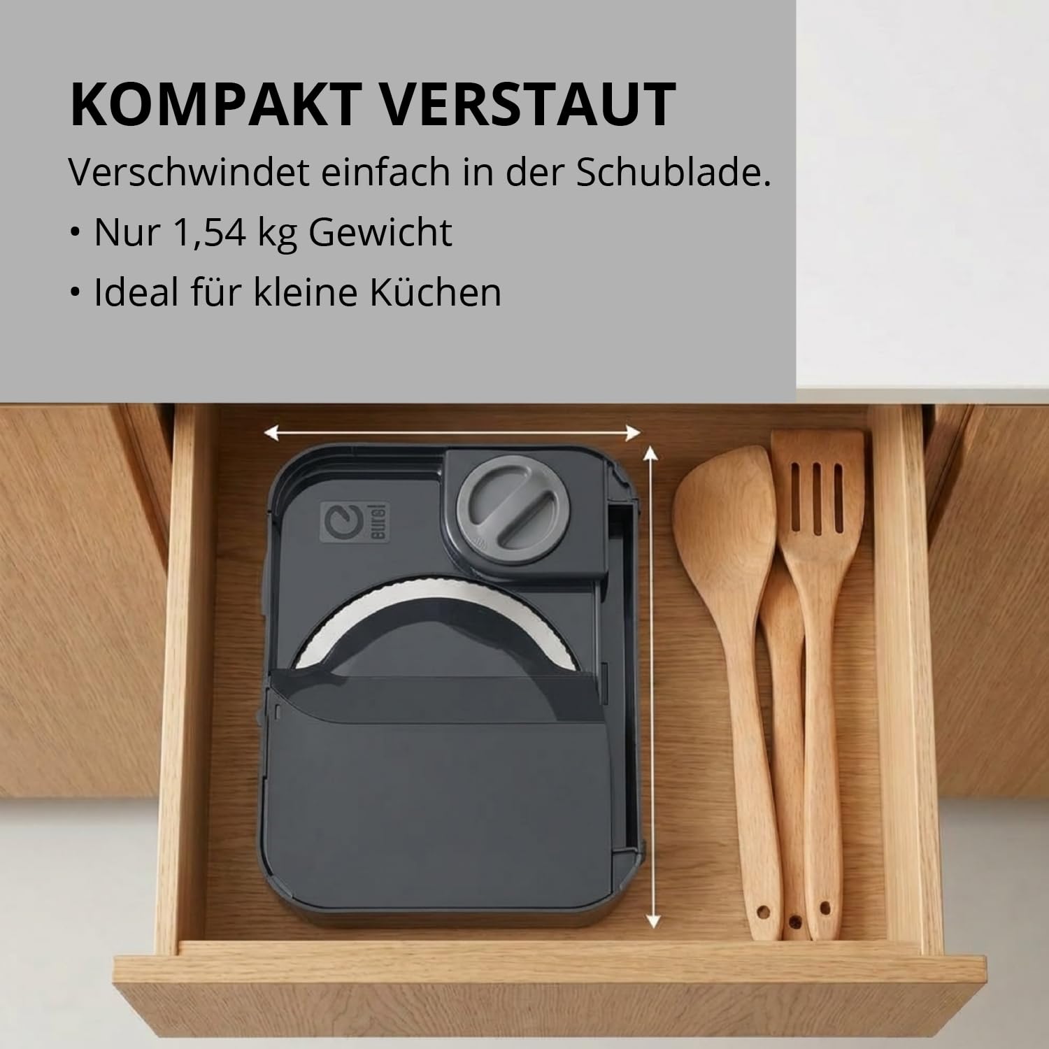 EUREL RS54 Akku-Allesschneider, Schwarz | Brotschneidemaschine klappbar, kabelloser Allesschneider mit Li-Ion Akku, E-Blade Präzisionsklinge, 0–15 mm Schnittstärke