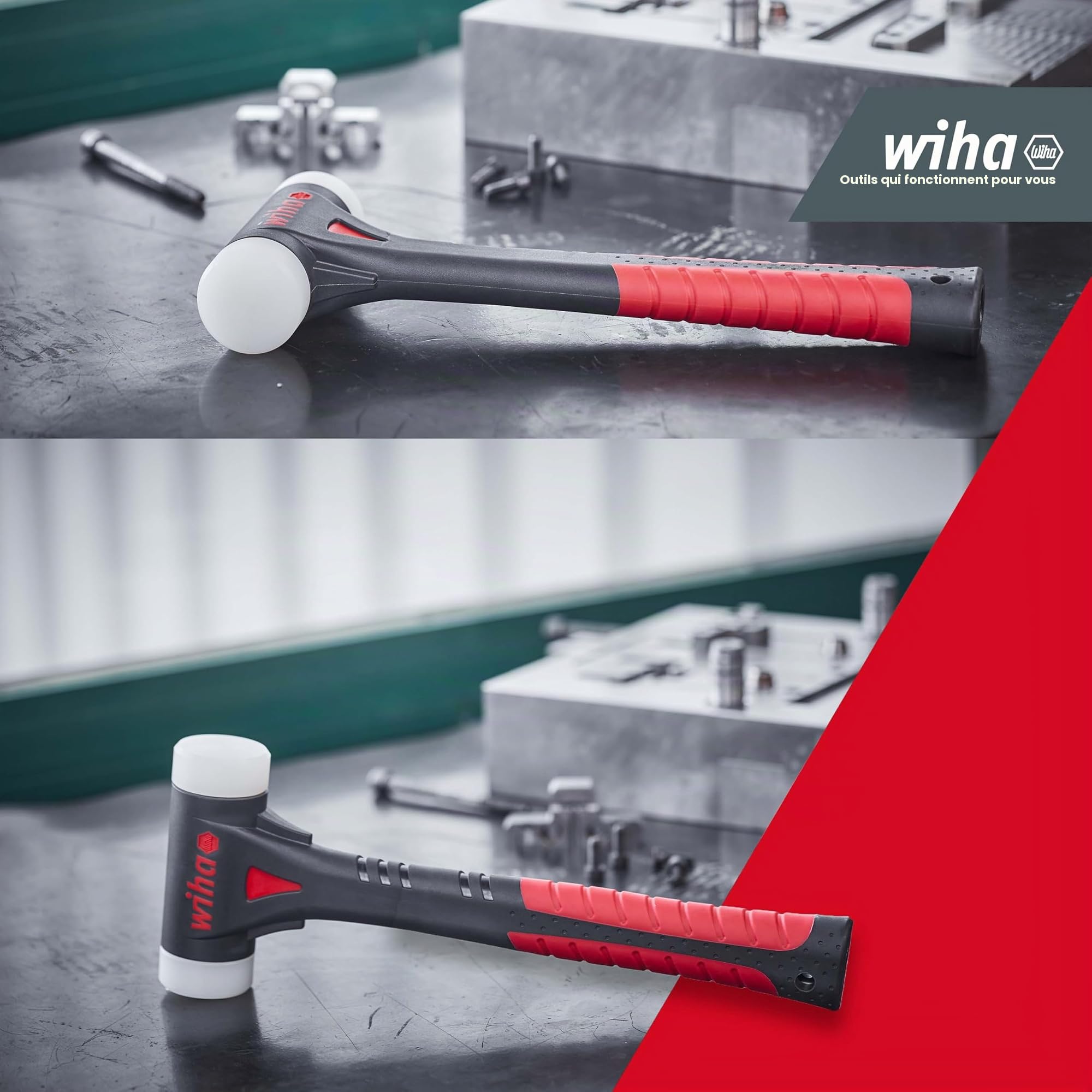 WIHA WERKZEUGE GMBH FibreBuzz® soft-faced hammer without recoil, very hard with replaceable hammer face - SB8041 FibreBuzz 40