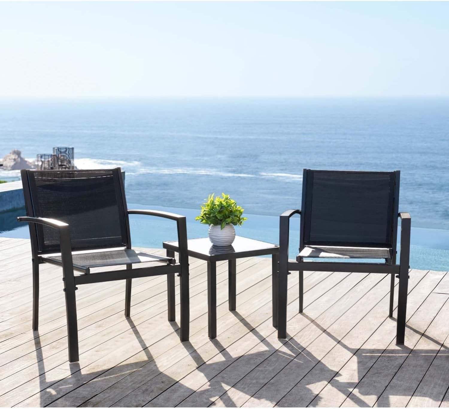 A Three-piece Furniture Set, Including A Patio Chair and A Coffee Table, Suitable for Lawns, Gardens, Etc.
