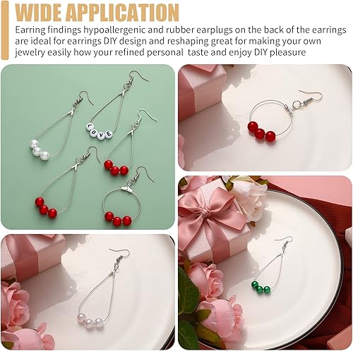 Miniatura 5 de Inbagi Kit de 481 piezas de fabricación de aretes, 120 ganchos para aretes, 120 anillos abiertos, 120 soportes para aretes, 120 aretes de lágrima y
