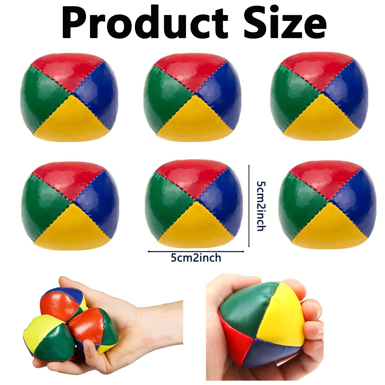 ZQuintuplian 6-Piece Soft Juggling Balls for Kids - 5cm Durable Practice Set, Multicolor - Image 2