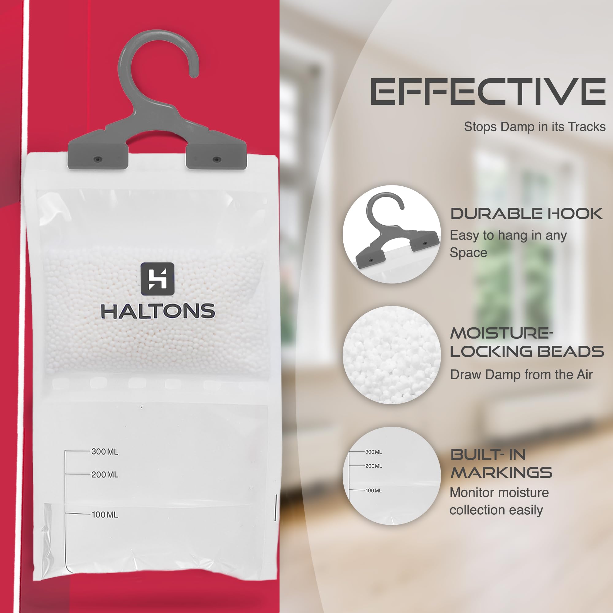 Haltons Moisture Absorber Dehumidifier, Condensation Remover for Damp Mould, Home, Wardrobe, Kitchen, Bathroom, Basement - Image 4