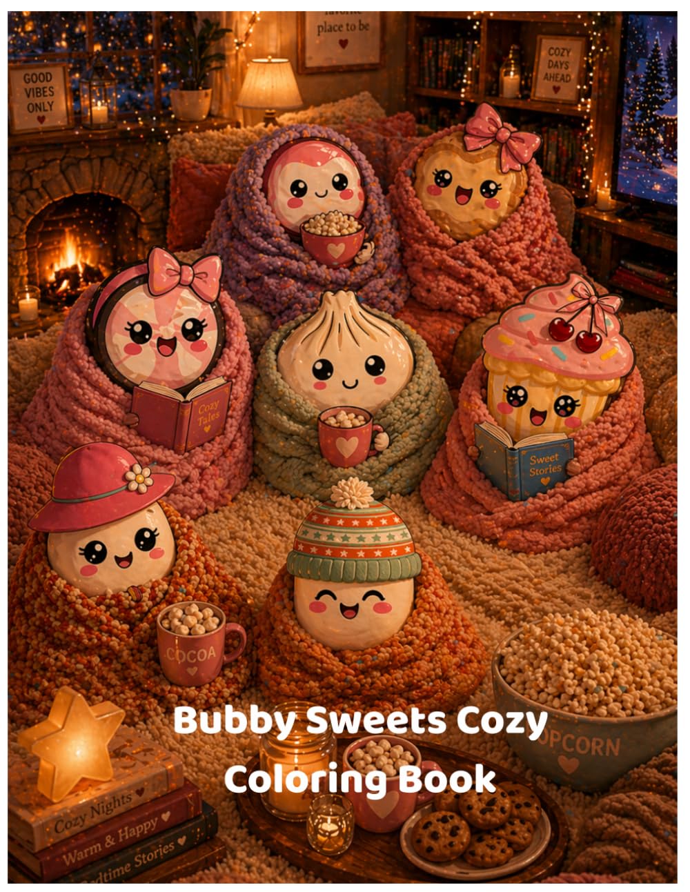Bubby Sweets Cozy Coloring Book: Cute Kawaii Dessert Friends for Relaxation & Fun: Easy & Adorable Food Characters for Kids, Teens & Adults • Stress Relief • Simple Line Art