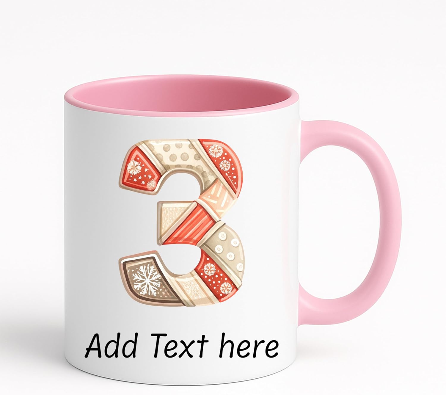 Personalized Christmas Initial Mug – Custom A-Z or 0-9 Monogram, Gingerbread Letter Design, Add Name or Date, 11oz Ceramic Cup, Dishwasher Safe Holiday Gift (Pink) - Image 8