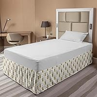 Vista 2 de Ambesonne Guitar Bedskirt, Hand Drawn Style Pattern with Musical Instruments Notes Polka Dots Retro, Bedroom Decor Wrap Around Elastic Bed Skirt