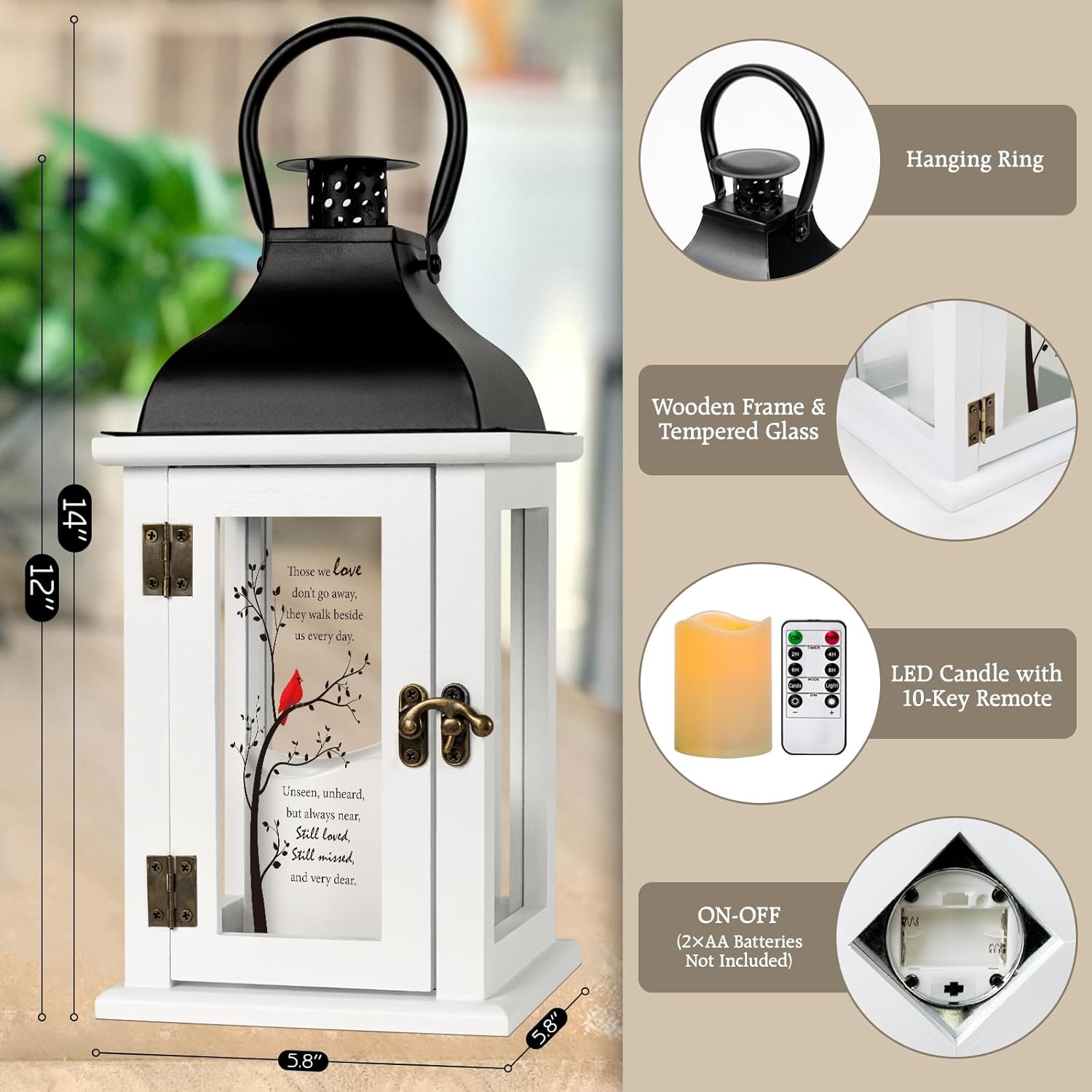 Memorial Lantern - Bereavement Sympathy Gifts for Loss of Loved One Memorial Gifts for Loss of Mother Loss of Father Remembrance Gifts Thoughtful Funeral Gifts with LED Candle and Remote - Image 4
