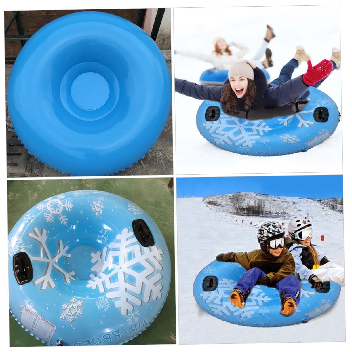 Ciambella da Neve Gonfiabile in Pvc Blu per Sport Invernali All'aperto | Snow Tubing, Tenuta All'aria Affidabile, Alta Resistenza All'usura, Pieghevole e Antistrappo