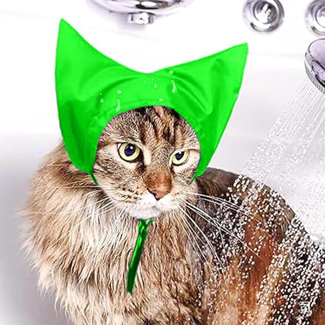 Foto 3 de 4 de Shienfir Gorro de ducha ajustable para mascotas, ajustable, impermeable, con cubierta para las orejas