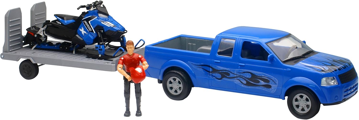 New-Ray Toys Pick up Truck with Polaris Snowmobile