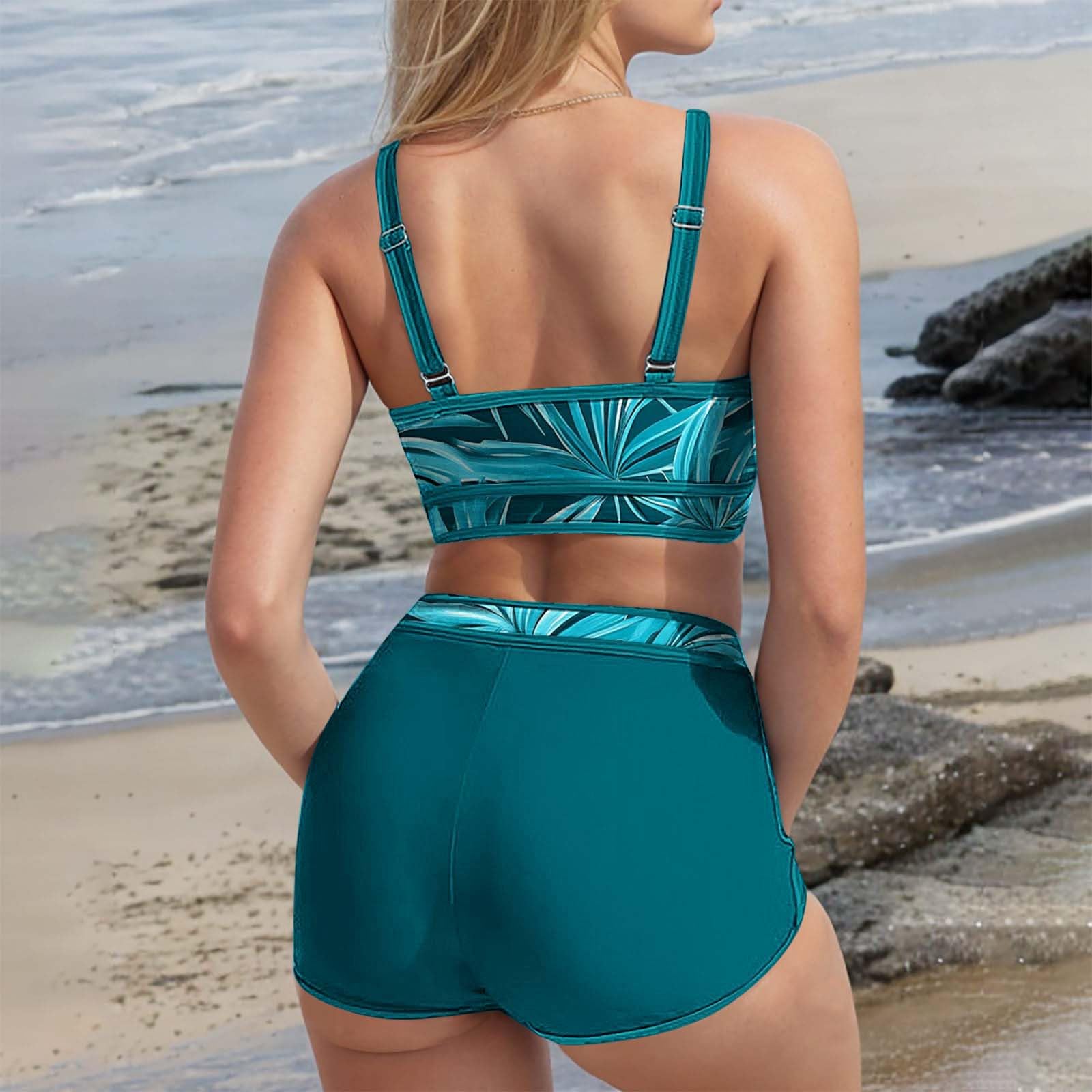 Maillots de Bain 3 Pièces Femme Rashguard Set Maillot de Surf Manches Longues Protection Solaire Anti-UV T-Shirt Top de Sport pour Vacances Surf Plage Natation Maillot de Bain Shorty Séchage Rapide