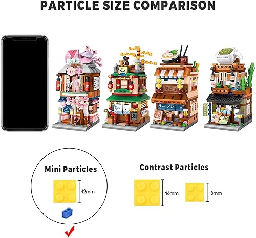 Vista 13 de Mini bloques de construcción japoneses Street View Ice Drink Shop, MOC Creative DIY Simulation Architecture, 668 piezas Mini Simulación Arquitectura