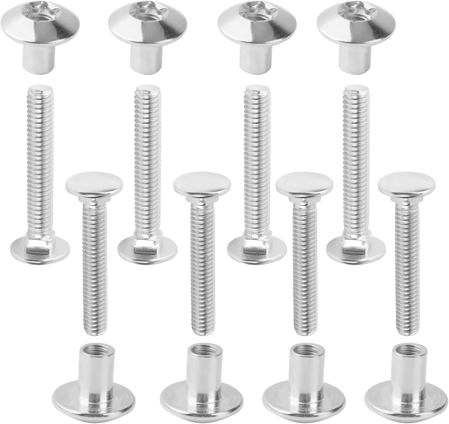 8 Pcs Heavy-Duty Hasp Bolt Trailer Kit - 5/16"-18 Carriage Bolts & Torx Barrels, Universal Replacement Parts for Trailer RV Cam Action Hasps