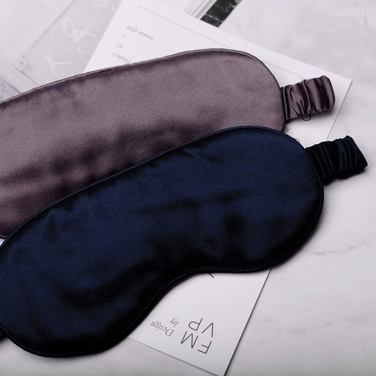 Silk Sleep Mask Light Blocking Luxury 100% Mulberry 19mm Silk Eye Mask Eye Cover Blindfold Ultra Soft Light & Comfy Anti Aging Skin Care with Travel Bag Gift Package: Deep Blue