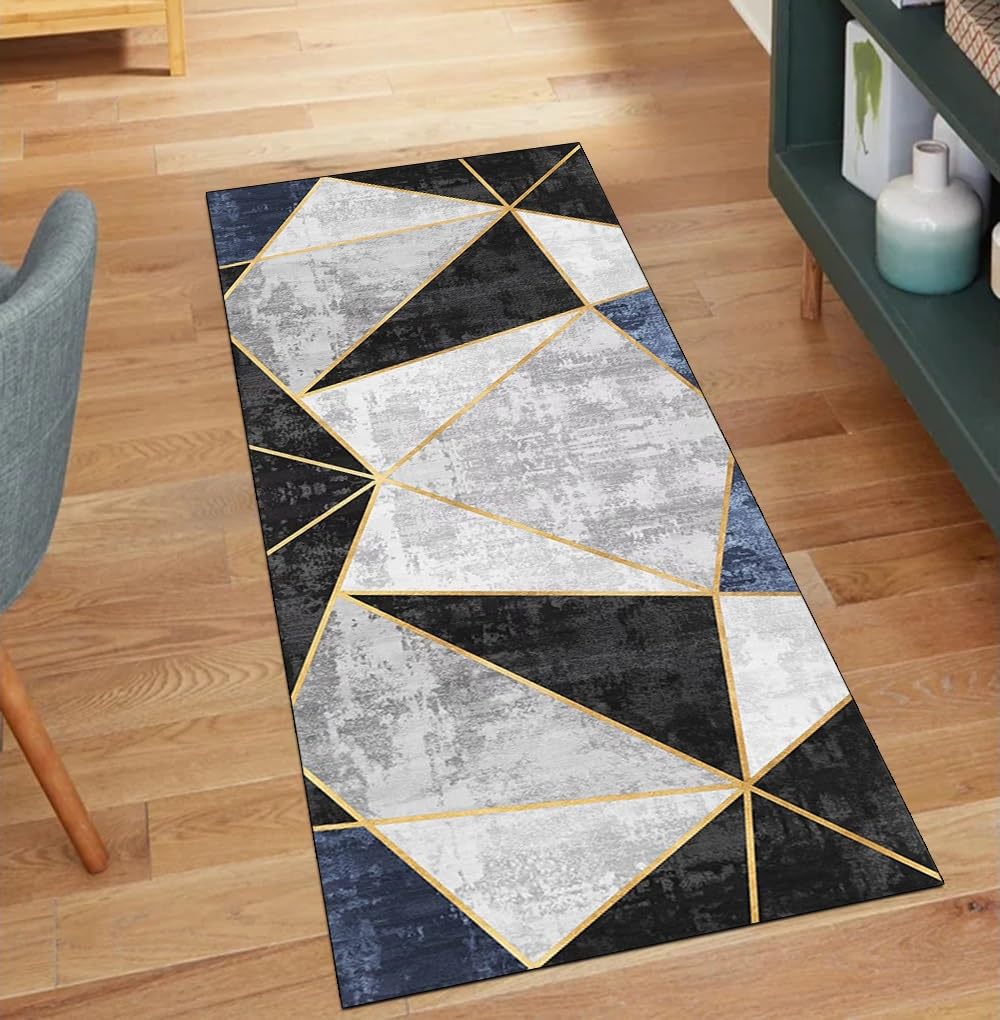 Alfombra de cocina lavable geom&eacute;trica de 180 cm de largo antideslizante