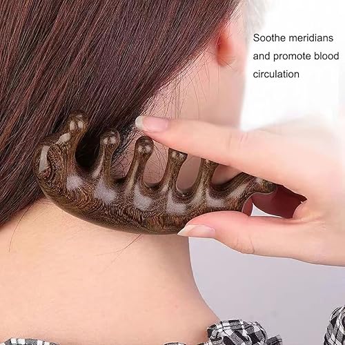 Miniatura 4 de 667788 Masaje de madera Comb66788 masajeador manual de cabeza, herramientas de masaje facial, peine de pelo de dientes anchos, masajeador meridiano,