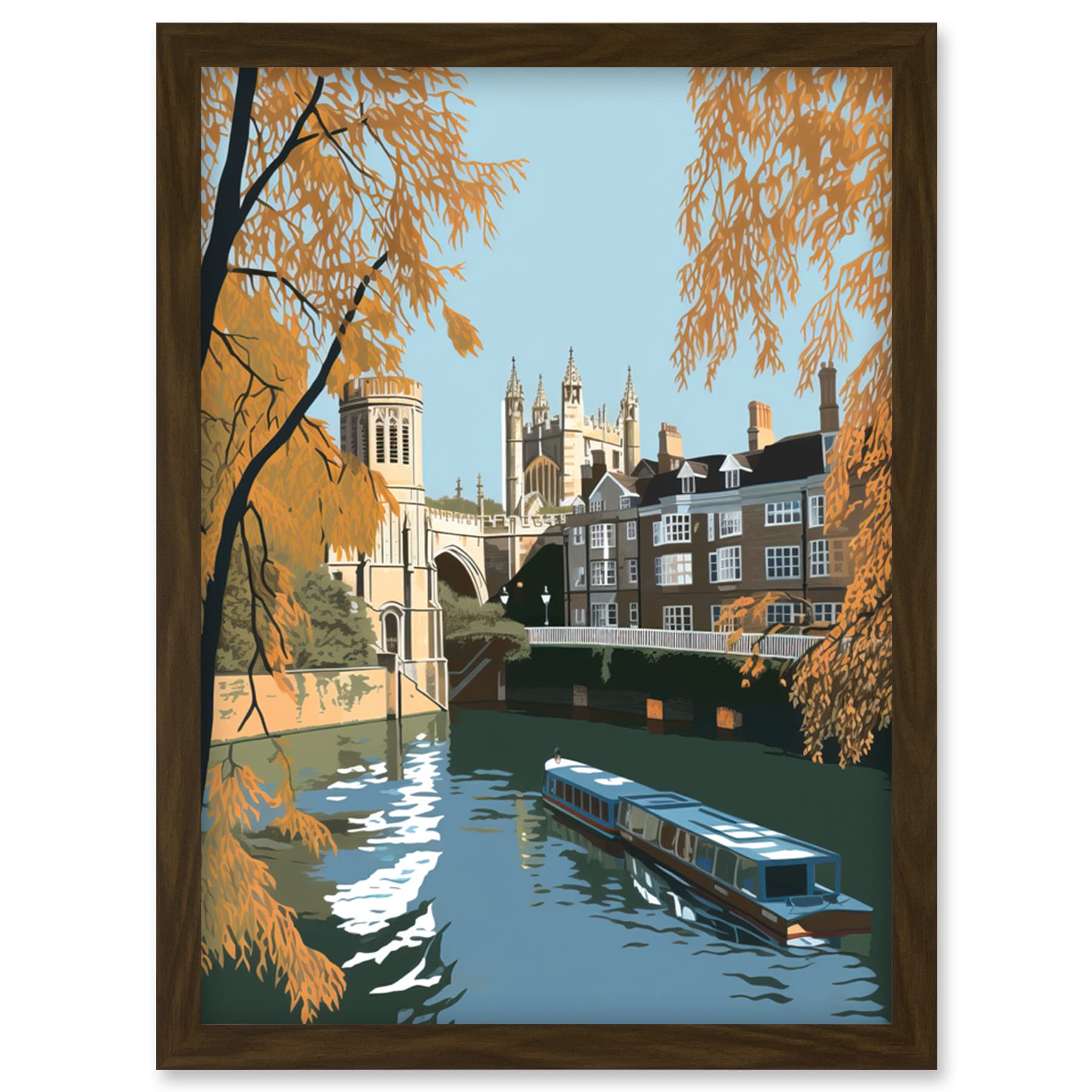 River Cam and University Buildings of Cambridge Framed Wall Art Picture Print A4