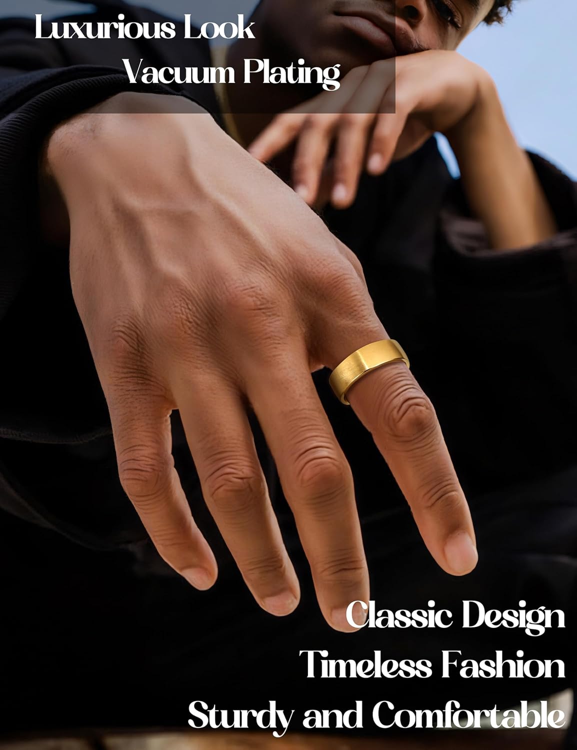 ORAZIO Stainless Steel Wedding Rings for Men Women 6mm 8mm Mens Wedding Band Sliver/Black/Gold Plated Brushed Matte Finish Surface High Polish Edge Mens Rings Engagement Promise Ring Comfort Fit 6-14 - Image 5