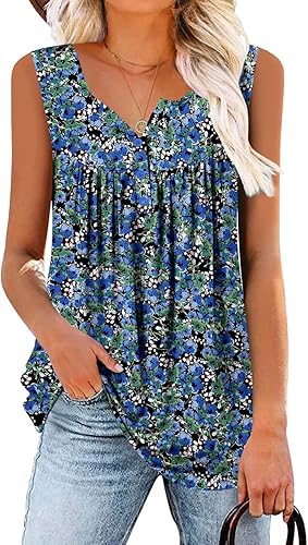 Camisetas sin mangas para mujer y camisetas florales de verano de manga corta