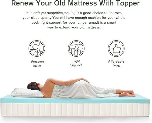 Miniatura 2 de Cubrecolchones con infusión de gel, 3 pulgadas, tamaño completo Tope de 5 cm,Topper de 3 pulgadas,Topper 2018-3 pulgadas
