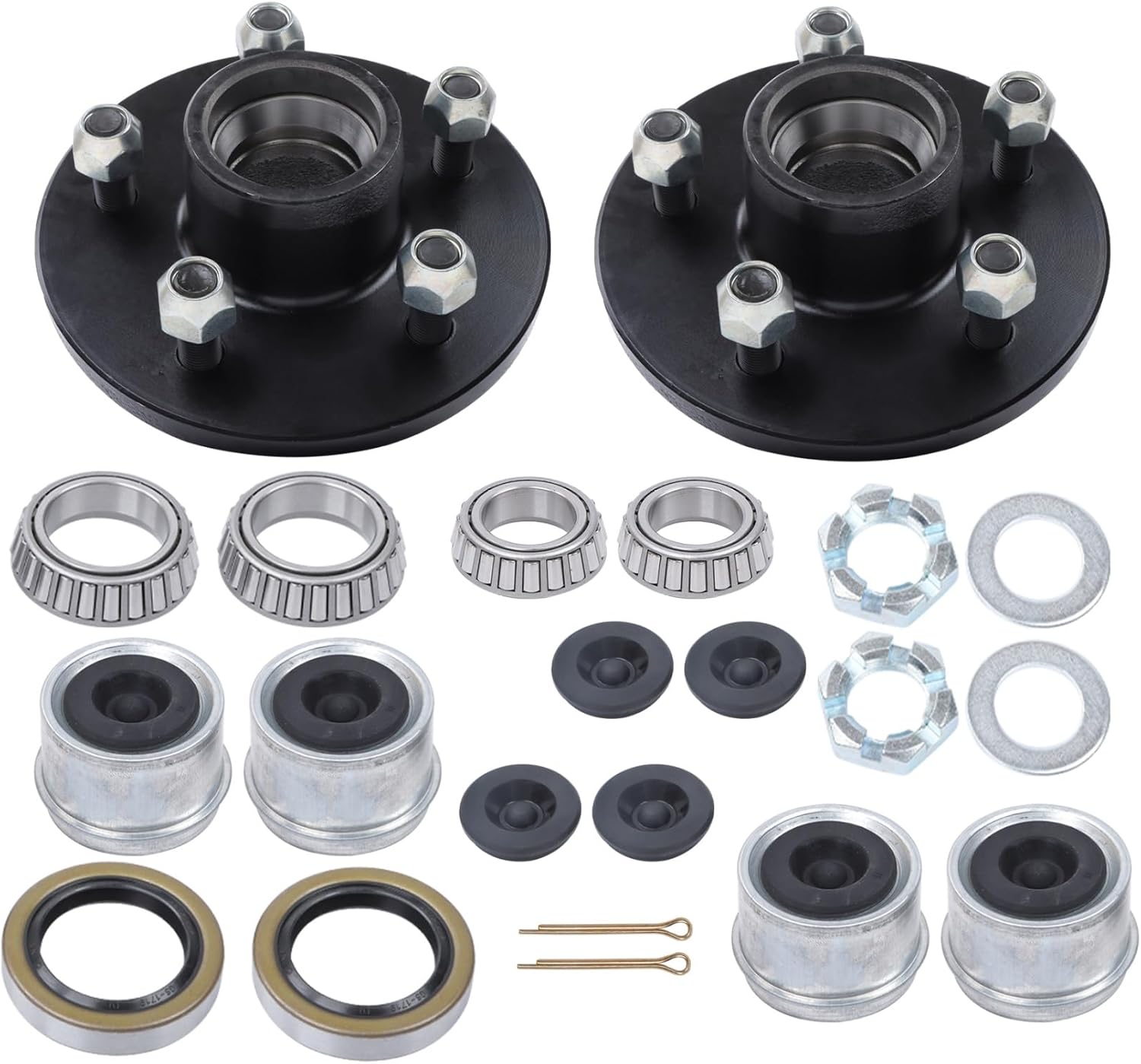 GXYWADY 2 Sets 5 on 4.5 Inch Trailer Hub Kit Replacement for 3500 lbs 84 Spindle with Trailer Bearing Kit (10 Pieces/Set)