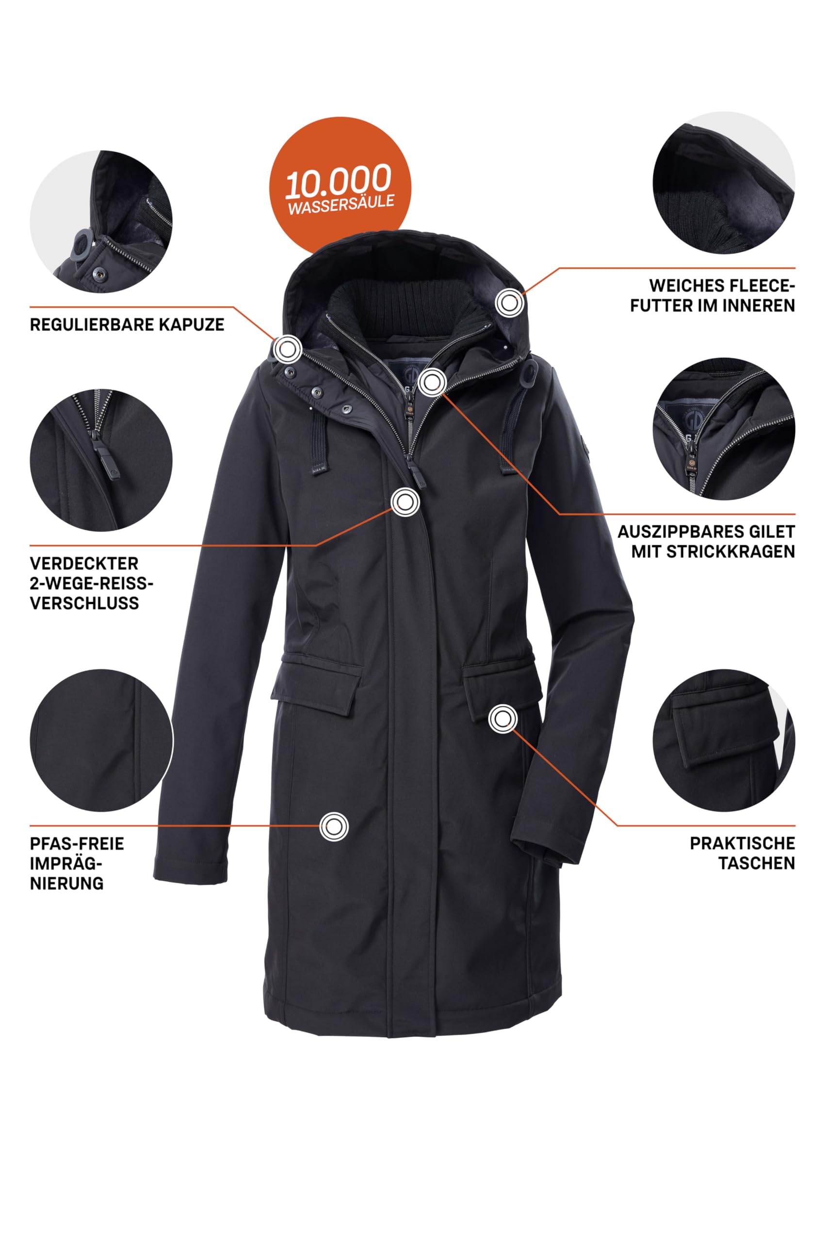 G.I.G.A. DX Gw 79 Wmn Sftshll Prk Parka in softshell con cappuccio e gilet con cerniera Donna