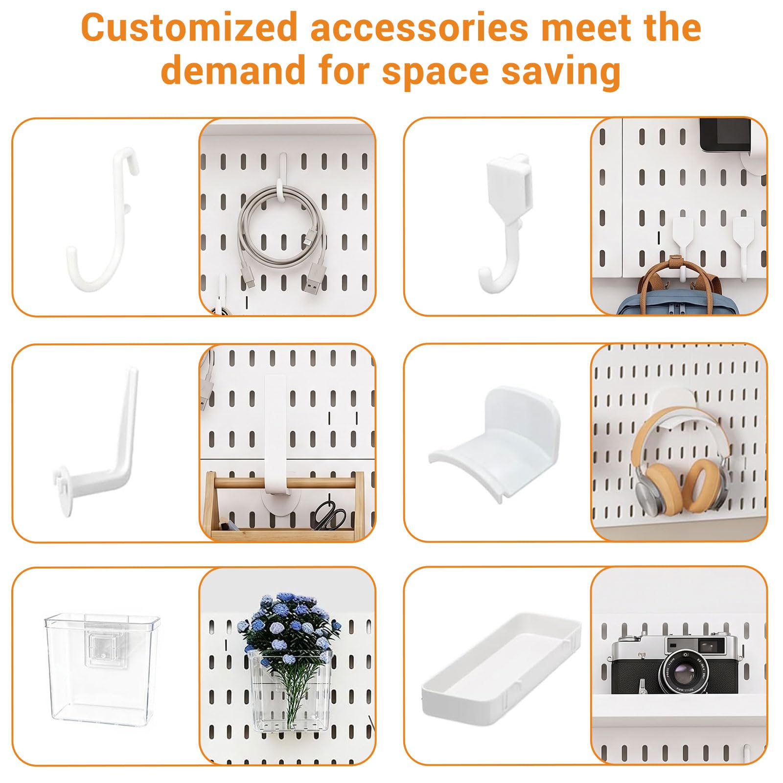 Stecktafel-Kombinationsset, mit 4 Stecktafeln (30x30cm) + 20 Zubehör, Modular zum Aufhängen für Wand-Organizer, für Wand-Organizer, Bastelorganisation, Ornament-Ausstellung, Kinderzimmer