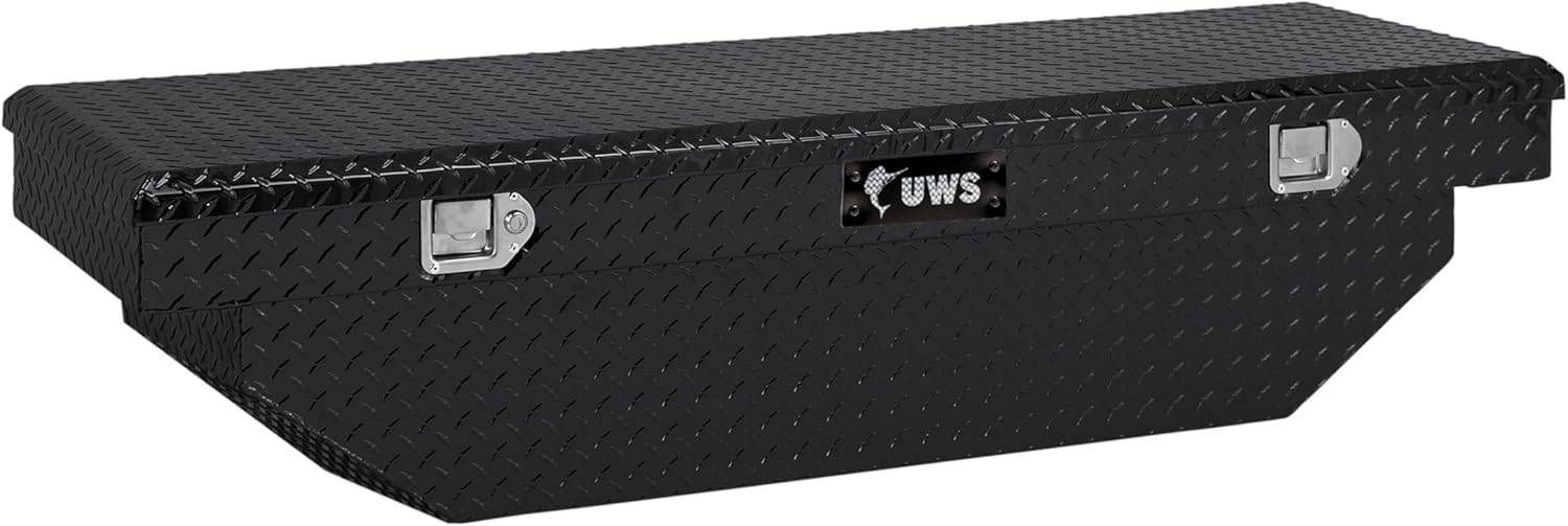 UWS EC10282 63-Inch Gloss Black Heavy-Wall Aluminum Angled Truck Tool Box, RigidCore Lid