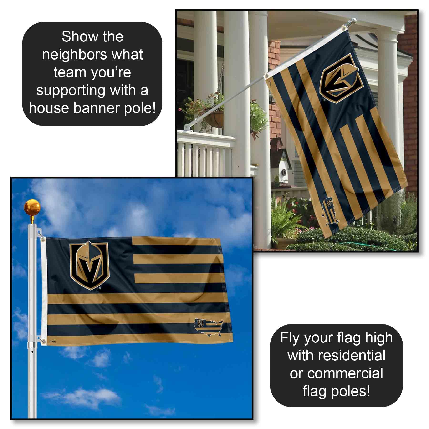 Wincraft Bandiera Per Casa Vegas Golden Knights – Banner Ufficiale NHL 71x101 Cm In Poliestere Con Manica Per Asta