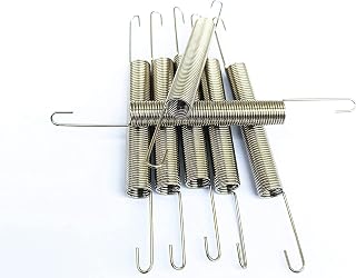 60mm x 10mm x 1.0mm Metal Dual Hook Tension Spring Gray 10pcs